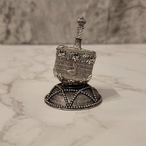 Vintage Pewter Dreidel & Stand